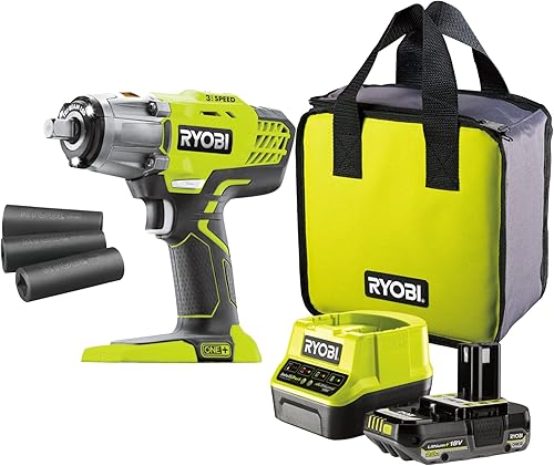 Ryobi R18IW3-120S3 Avvitatore ad Impulsi a batteria 18V ONE+, attacco da 1/2', fornito con 1 batteria da 2.0Ah, verde - Honorern