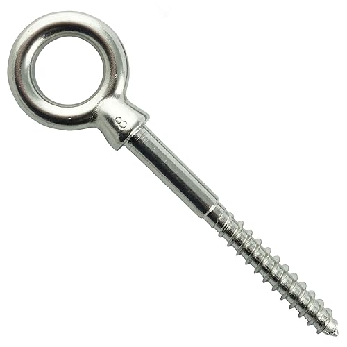 Bulloni ad anello 10 x 100 mm (2 pezzi) – Bullone ad occhio con filettatura in legno – Bullone occhiello – Acciaio inox A4 V4A – inossidabile - Honorern