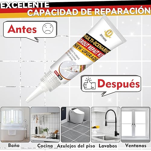 Stucco per Piastrelle, Kit Riparazione Piastrelle ad Asciugatura Rapida, Silicone Grigio per Bagno e Cucina (200g) - Honorern