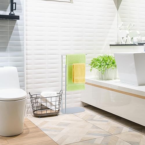 Relaxdays Piantana Portasciugamani, Autoportante con 2 Bracci in Acciaio, Appendi Asciugamani, 77 x 40 x 18 cm, Argento - Honorern