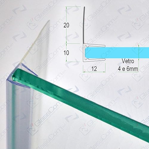 2,20 mt - Guarnizione box doccia con aletta morbida da 20mm per vetro 6mm - GSAM4/6 - Honorern