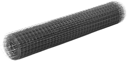 vidaXL Rete d'Acciaio Rivestimento PVC 10x1m Trama Quadrata Grigio Recinzione - Honorern