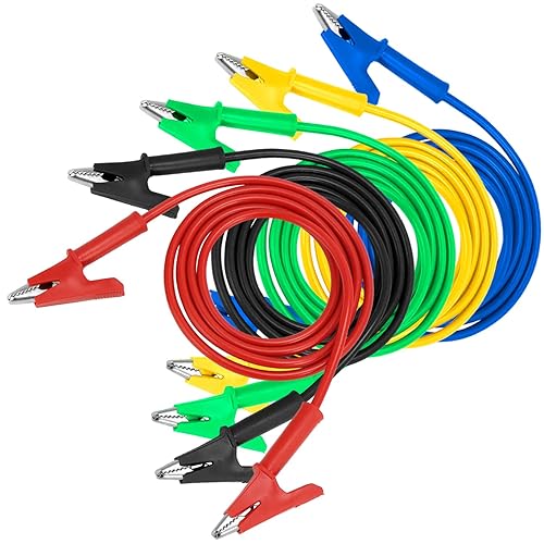 5pcs cavi test elettrici a coccodrillo, puntali per multimetro, 1 m, 1000 v 15 a per circuiti e test diagnostici, 5 colori - Honorern