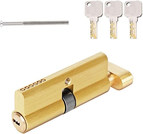Cilindro di chiusura con pomello, 35/35, cilindro di chiusura massiccio con 3 chiavi, cilindro di chiusura in ottone, chiave reversibile, accessorio di ricambio (lunghezza: 70 mm) - Honorern