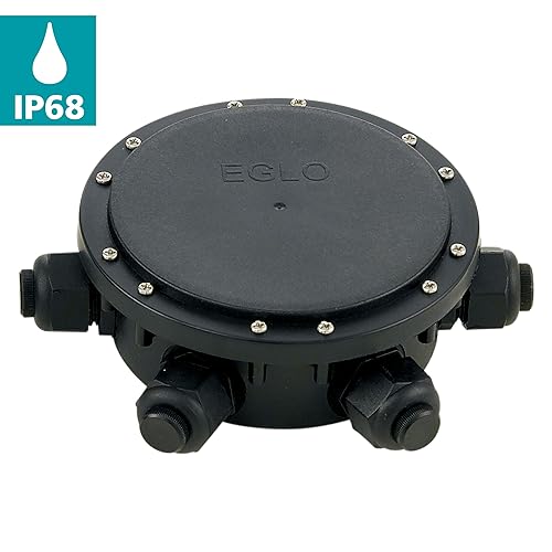 Eglo Outdoor Connector Box Scatola di derivazione per Esterni, 6 Porte, Materiale: plastica; Colore: Nero, IP68 - Honorern