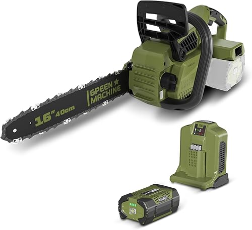 GREEN MACHINE Motosega a batteria da 62 V, batteria da 4 Ah, motosega elettrica al litio con barra e catena Oregon da 16', include batterie e caricabatterie - Honorern