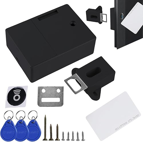 Sensore per scheda IC a batteria, serratura intelligente, serratura per cassetti, serratura digitale nascosta invisibile fai da te, senza foro perforato, nero (batterie non incluse) - Honorern