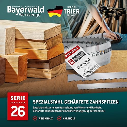 Bayerwald - Lama per sega a nastro, in acciaio temprato, 2490 x 10 x 0,5 x 6, per tutti i tipi di legno/sega a nastro, adatta per seghe a nastro - Honorern