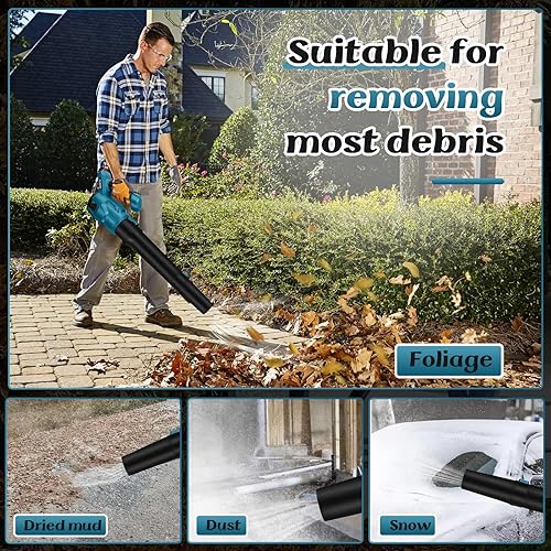 Soffiatore a Batteria Compatibile con Makita 18V, Professional Brushless, Soffiatore Foglie Elettrico, per la Cura del Prato, Auto Velocità Dell'aria 188km/h, Volume d'aria 720m³/h (Senza Batteria) - Honorern