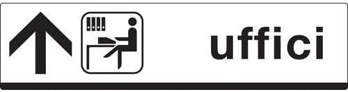 NEW CARTELLO DI INDICAZIONI - Uffici (con freccia a destra, sinistra o su) - Adesivo Extra Resistente O Pannello In Alluminio (ADESIVO 100X25 CM) - Honorern