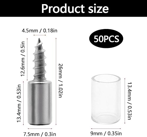 50 Pezzi Pioli Reggimensola con Copertura Antiscivolo Viti Autofilettanti Supporti Portante 20 KG supporti per mensole per Scaffali, Librerie, Mobile per Scarpe - Honorern