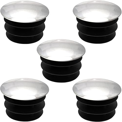 5x Tappi tondi alettati puntali plastica copriforo cromo mobilia piede tubi, 30mm - Honorern