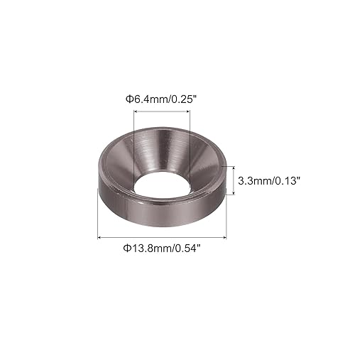 50pz Rondelle Svasate M6, in Lega di Alluminio Anodizzato 13,8mm/0,54', Guarnizioni per Viti RC/FPV/PC/Drone/Accessori Meccanici Modello Part, Grigio - Honorern