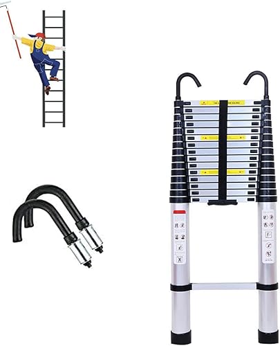 Scala Telescopica 20FT/6.2M, Scale Pieghevoli di Estensione con 2 Ganci Rimovibili, Scale Retrattili Multifunzione in Alluminio per uso quotidiano, caricata a molla con bloccaggio su ogni piolo - Honorern