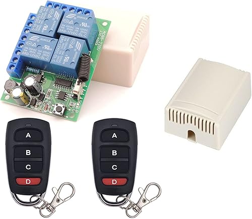 Kit Ricevente Scheda Ricevitore 4 Canali 220V Con 2 Trasmettitori Per Motore, Porta Del Garage, Luce, Cancelli Serrande Tenda Elettrica Telecomando Universale Senza Fili Da 10A Scheda Ricevitore Relè - Honorern