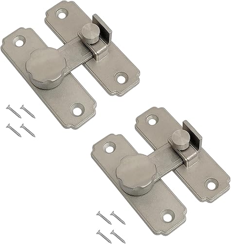 2 chiavistelli a scatto per cancello in acciaio inox 304, chiusura di sicurezza per porta di fienile (180 gradi, argento) - Honorern