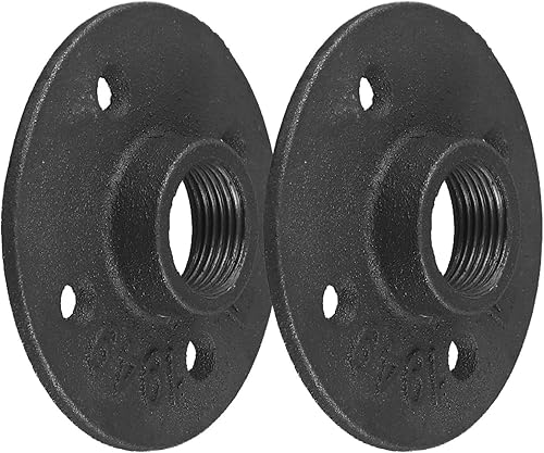 Flangia in ferro verniciato nero, confezione da 2, progettata per tubi da 3/4' con connessione filettata affidabile - Honorern
