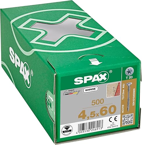 Spax verleges chraube 4.5 X 80 filetto parziale Torx 20 Wirox di argento, 200 pezzi, 541010450805 - Honorern