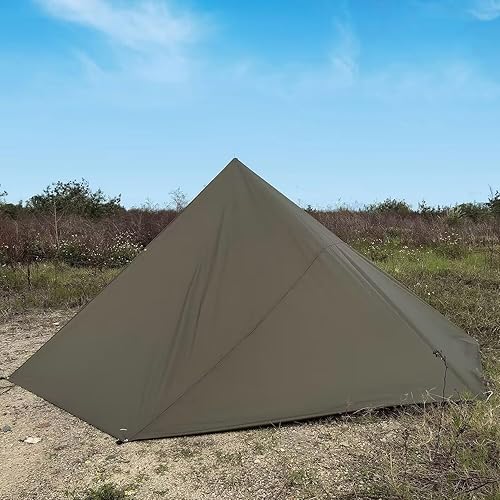 Ultralight Tarp Campeggio Impermeabile 3X3 3X4 3X5M Tendalino Spiaggia Parasole Multifunzionale Telo Frontale Tendalino Camper Telone con Occhielli (kaki, 3x4m) - Honorern