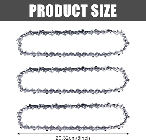 3 catene per motosega da 20 cm, 3/8', 1,1 mm, 33 TG, compatibile con Einhell ForteXXA 18/20 TH & GC-LC 18/20 Li T, catena a basso contributo compatibile con Worx WG349E.9 - Honorern