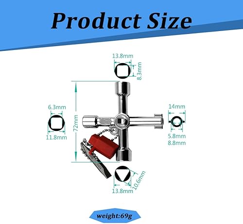 Chiave a croce universale da 1 pezzo, pratica chiave a croce triangolare, chiave multifunzione in metallo, utilizzata per contatore dell'acqua, contatore elettrico, contatore del gas - Honorern