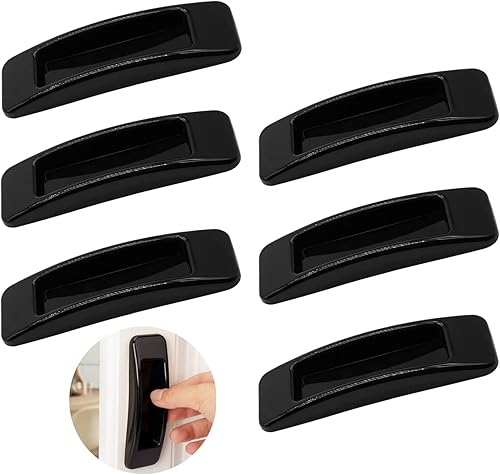 Maniglia Autoadesive della Porta Scorrevole 6 Pezzi,Maniglia Adesiva Armadio,Plastica Adesiva Manopole per Mobili Frigoriferi - Nero - Honorern