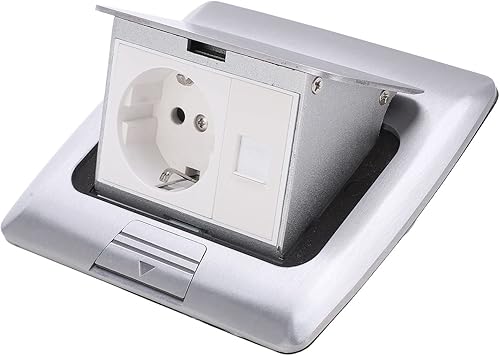 Presa da Pavimento, Presa Elettrica Scatola Presa da Pavimento Impermeabile Buona Tenuta Sicuro Incorporato Pratico Argento Half Arc Rimbalzo Presa da Pavimento Presa da Pavimento Popup Rimbalzo da Pa - Honorern