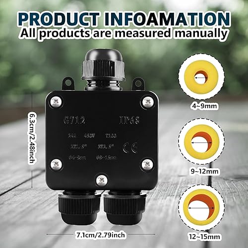 Scatola di derivazione impermeabile: 4 pezzi 3 vie scatola di distribuzione esterna IP68 impermeabile, scatola di giunzione per cavi impermeabile, scatola di distribuzione elettrica - Honorern