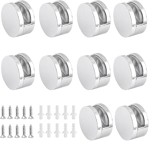 10 Pezzi Lega di Zinco Supporto Vetro Clip Staffa per Specchi con Viti di Montaggio Accessory per Specchi da Bagno - Honorern