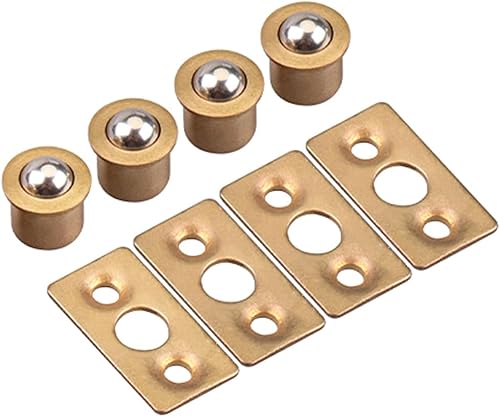 Chiavistello a sfera per porta dell'armadio, diametro 8 mm, 4 pezzi, in ottone, con piastra di attacco - Honorern