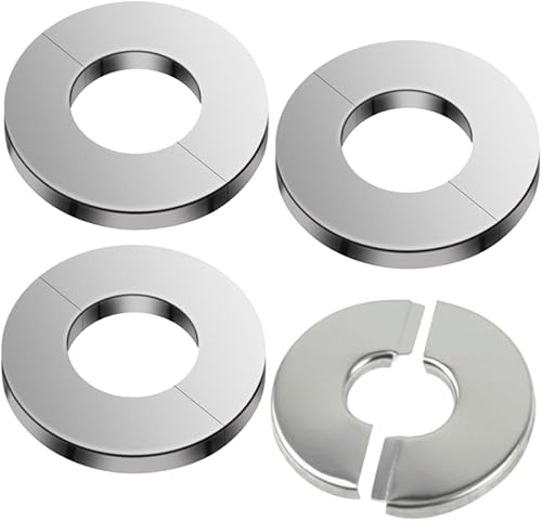 Flangia divisa da parete, in acciaio inossidabile, piastra autoadesiva per tubi del bagno, per tubo di scarico del rubinetto del radiatore, 61 mm, 2 pezzi - Honorern