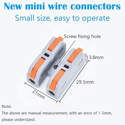 Morsetti Elettrici Rapidi, CESFONJER 14 Pezzi Compact Connettore, Mini nuova di zecca connettori elettrici, Connettore Cavo Elettrico Leva-Dado Cavo Connettore con viti di montaggio (SCH-2) - Honorern