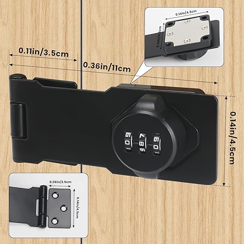 Trappola con Serratura a Chiave da 4,5 Pollici Nero Serrature di Gabinetto Password Lucchetto a Combinazione con Viti per Armadietto, Cassetti, Porta - Honorern