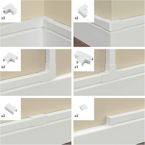 Canalina portacavi quadrata D-Line, Copricavi autoadesivo, Gestione dei cavi per nascondere cavi singoli - 1 x 25 mm (W) x 16mm (H) - lunghezza 1 m (1 metro) - Canalina passacavi bianca - Honorern