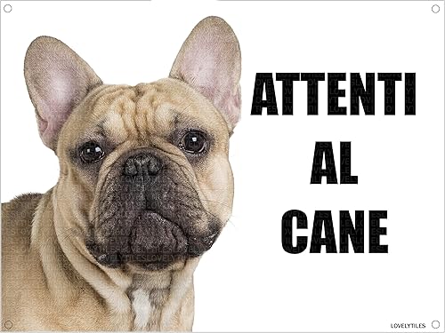 BULLDOG FRANCESE attenti al cane mod 4 TARGA cartello IN METALLO (20X30) - Honorern
