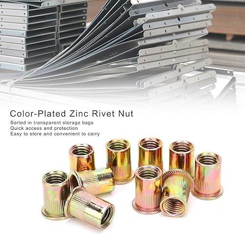 Kit Nutsert con inserto filettato a testa piatta dado per rivetti in acciaio al carbonio zincato M12 da 100 pezzi - Honorern