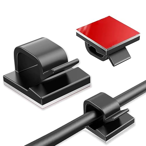 Clip per Cavi, 60 Pezzi Gestione del Cavo, Organizzatore di Cavi Autoadesivi Cavo, Organizer a Clip per Accessori di Ricarica, Cavo per TV, PC, Laptop, Auto, Casa e Ufficio, Trasparente - Honorern