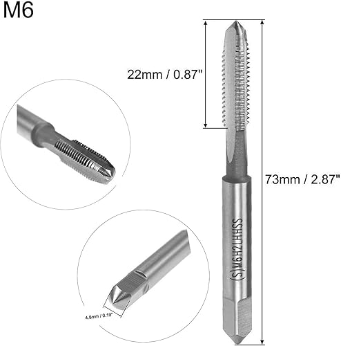TA-VIGOR Filettatura a spirale Spina Maschio UNC 1/4-20 x1.27mm Filo, Filettatura a terra H2 3 Flauti, Acciaio HSS 6542, Attacco rotondo rivestito in titanio - Honorern