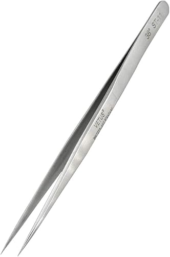 VETUS Pinzette di precisione ST-11 HRC38° anti-acido anti-corrosione in acciaio inox con punte sottili, 140 mm - Honorern