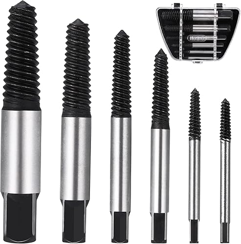 JIZZU Estrattore Viti Danneggiate 6 Pezzi, Set Estrattori per Viti Danneggiat con Scatola Portaoggetti, Estrattore Viti Spanate per Rimuovere Viti e Tubi Danneggiati da 1/8 a 1 Pollice, M3-M25 - Honorern