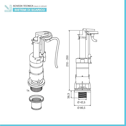 Batteria di Scarico per Cassetta Alta Scarico WC, per Sostituzione Batteria Catis, Oli Replace - Honorern