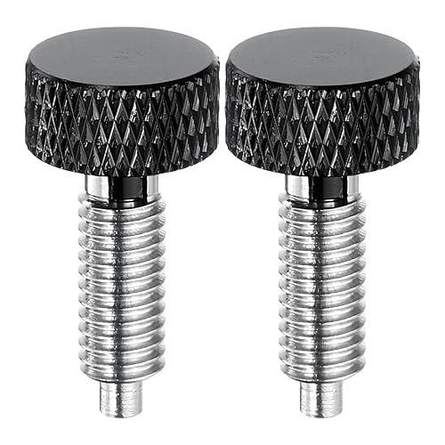 2pz Perno a Molla con Manopola Zigrinata M6x1 Diametro Perno 3mm Perni a Rilascio Rapido Retrattili in Acciaio Inossidabile Tipo Blocco Plunger per Attrezzature Industriali, Nero - Honorern