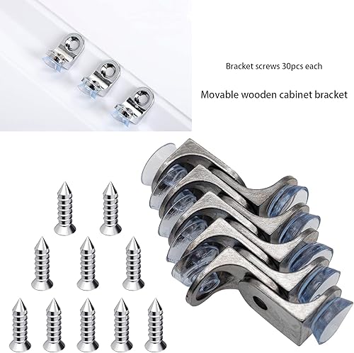 30 Pz Supporto Perni, Perni per Mensole Supporto con Ventosa, Staffa di Fissaggio ad Angolo Retto, Supporti da Pavimento in Acciaio Inox, per Armadi,Vetrine,Mobili Librerie,Dispensa Scaffalature,4mm - Honorern