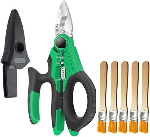 LAOA Forbici da elettricista con denti in acciaio inossidabile e guaina protettiva, forbici multifunzionali per elettricista per tagliare cavi, spelafili, terminali a crimpare Con 5 spazzole - Honorern