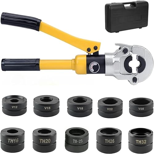 8T Utensili di crimpatura idraulici per tubi Pinza Idraulica Crimpare Set di Strumenti di Crimpatura Pinza a Pressione Idraulica per tubi in alluminio-plastica con Matrici - Honorern