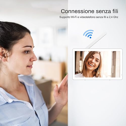 Wifi Videocitofono Senza Fili 1080p HD Ultrasottile da 8 Pollici,Supporto APP 'TUYA', Telecamera a 160 Gradi,Visione Notturna,Rilevamento del Movimento PIR,Archiviazione Video Gratuit,IP65 - Honorern