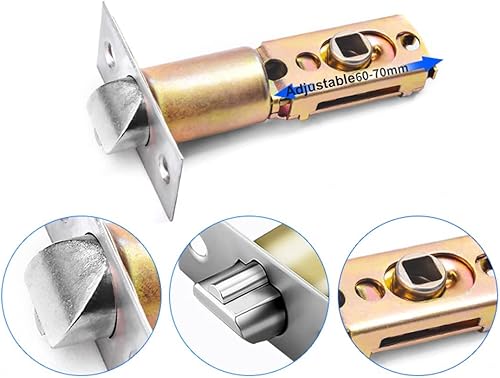 Qrity 1 Pezzo Chiavistello Tubolare 70/60mm, Serratura a Mortasa Tubolare, Serrature Tubolari, Scrocco Della Porta, Adatto per Porte a Leva, Camera da Letto, Bagno - Honorern