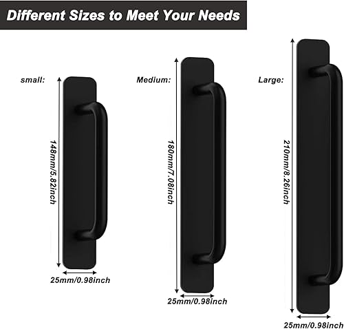 Ruikdly Maniglie Autoadesive per Mobili 2 pezzi Maniglia Porta Scorrevole in Alluminio, Senza Foratura 180 mm Maniglie per Armadio Adesiva per Frigoriferi, Armadi, Porta Scorrevole (Nero) - Honorern