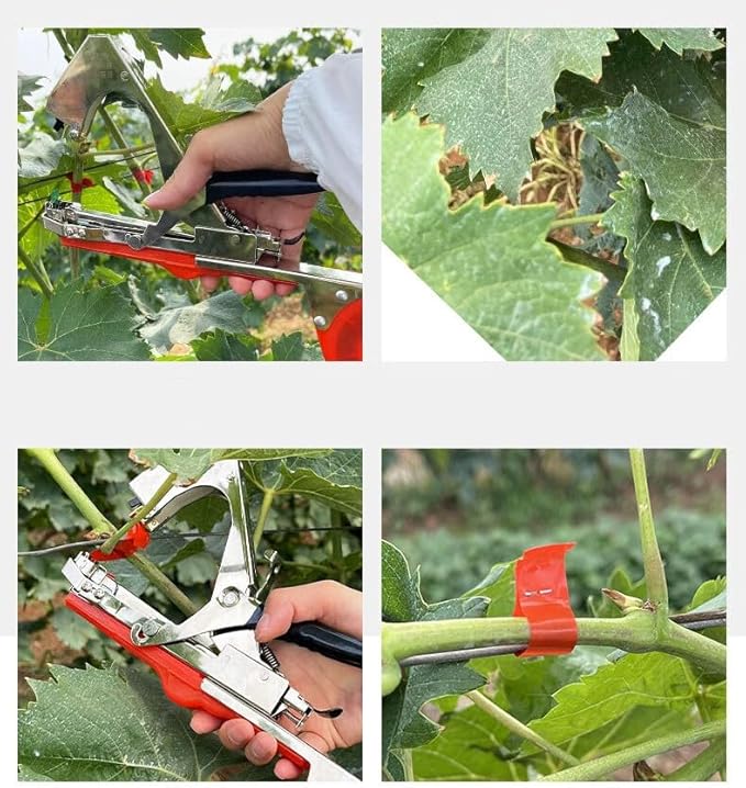 Legatrice per piante, legatrice per piante, strumento per legare piante da giardino, legatrice a mano, strumento agricolo per verdure, uva, pomodoro, cetriolo, fiore, giallo - Honorern