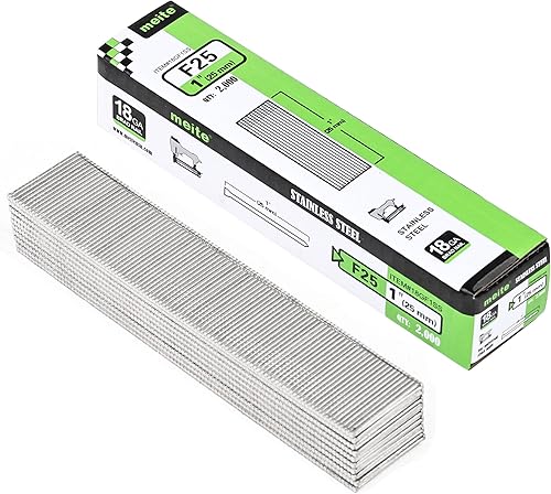 meite Chiodi senza testa in acciaio inox calibro 18, chiodi da 2,5 cm 18 GA, piccoli chiodi per finitura in acciaio inossidabile 304, per pistola pneumatica e elettrica (2.000 pezzi) - Honorern